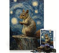 Rompecabezas Ardilla bajo la Noche Estrellada de 1000 Piezas para Adolescentes Juguete Mental para aliviar la ansiedad Corte Premium Regalo Elegante 50x75cm
