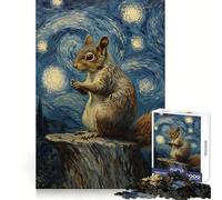 Rompecabezas Ardilla bajo la Noche Estrellada para Adolescentes, 1000 Piezas, Juguete para desarrollar la Mente, diseño Sencillo y Divertido, Regalo Memorable 38x52cm