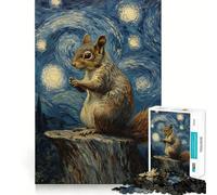 Rompecabezas Ardilla bajo la Noche Estrellada para Adolescentes, 1000 Piezas, Juguete para desarrollar la Mente, diseño Sencillo y Divertido, Regalo Memorable 38x52cm