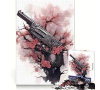 Rompecabezas Arma Flor de Cerezo 1000 Piezas Pensamiento Claro Tiempo de Descanso Bordes Precisos Elegante (38x52cm)