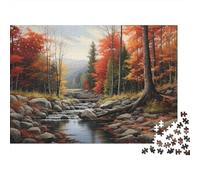 Rompecabezas Arroyo de la Selva Otoñal 1000 Piezas, Camino Forestal, Amantes de los Rompecabezas, para Adultos y Niños, Actividad Familiar, 70x50cm