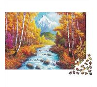 Rompecabezas Arroyo de la Selva Otoñal 1000 Piezas, Vista de la Montaña, Habilidades Cognitivas, Concentración, Cartón Premium, para Adolescentes, 38x26cm