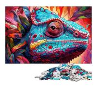 Rompecabezas Art Chameleon de 1000 Piezas, desafiante Rompecabezas, Actividad Familiar, decoración del hogar, Regalo navideño, 50x75cm/19,68x29,52 Pulgadas