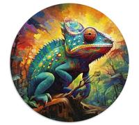 Rompecabezas Art Chameleon de 1000 Piezas para Adultos Rompecabezas Redondo de 1000 Piezas para Adultos Ideal para Parejas, Navidad, Año Nuevo y San Valentín (67,5x67,5cm)