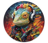 Rompecabezas Art Chameleon para Adultos, 1000 Piezas, Redondo, para Principiantes, Ideal para cumpleaños y Regalos navideños (67,5x67,5cm)