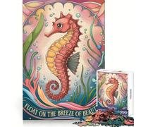 Rompecabezas Art Déco de caballitos de mar de 1000 Piezas para Adolescentes Juego de ingenio y relajación Borde de Calidad (38x52cm)