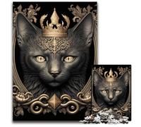 Rompecabezas Art Déco Dorado de King Cat para Rompecabezas de Madera de 1000 Piezas, Ideal para el Cerebro y la decoración del hogar, Fiestas, 50x75cm/19,68x29,52 Pulgadas
