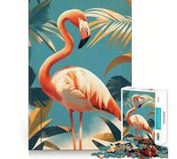 Rompecabezas Art Déco Vintage de Flamenco de 1000 Piezas para Adultos Juego de lógica con Cortes de precisión y Bordes Lisos reuniones Familiares (50x75cm)