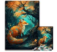 Rompecabezas Art Fox Under The Tree de 1000 Piezas para Adultos. Rompecabezas imposibles para Adultos. Juego Interactivo Familiar,decoración del hogar DIY,Regalo de ingenio. 50x75cm