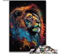Rompecabezas Art Neon Lion para Adultos, 1000 Piezas, Juguetes educativos para el Aprendizaje, Juegos Familiares con póster a Juego y Hoja de Trivia 50x75cm