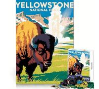 Rompecabezas artístico con póster de bisontes del Parque Nacional de Yellowstone para Adultos, 1000 Piezas, potenciador Mental, Escape Relajante, Bordes Uniformes, (38x26cm)