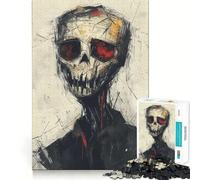 Rompecabezas artístico con Retrato de Calavera para Adolescentes, 1000 Piezas, Juguete de lógica Mental, Alivio del estrés, Corte Firme, Regalo de Papá Noel 38x52cm