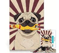 Rompecabezas artístico de 1000 Piezas con diseño de Carlino y Pollo de Goma para Adultos Juguete para ejercitar la Mente Tiempo Libre Diseño nítido Regalo increíble (38x52cm)