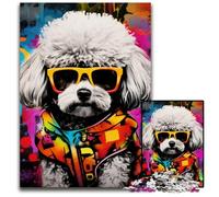 Rompecabezas artístico de 1000 Piezas con Grafiti de Bichón Frisé para Adultos. Ideal para Parejas, Navidad, Año Nuevo y San Valentín. 26x38cm/10,23x14,96 Pulgadas.