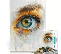 Rompecabezas artístico de acuarela con diseño de ojos verdes para adolescentes 1000 piezas divertido juego de memoria superficie lisa y sin rebabas regalo de cumpleaños juguete para ejercitar la mente