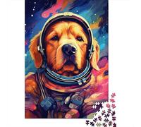 Rompecabezas artístico de Astronauta y Golden Retriever, de Primera Calidad, 100% Reciclado, Rectangular, para Adultos y Adolescentes, 1000 Piezas (38 x 26 cm)