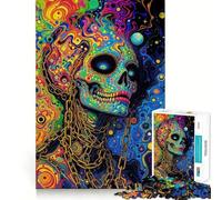 Rompecabezas artístico de Calavera psicodélica con Cadenas, 1000 Piezas, para Adolescentes, Desarrollo de la Capacidad Cerebral, diversión Familiar, Bordes precisos, Regalo Memorable (50x75cm)