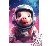 Rompecabezas artístico de Cerdo Astronauta, de Primera Calidad, 100% Papel Reciclado, Rectangular, 1000 Piezas (75 x 50 cm)