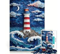 Rompecabezas artístico de Faro en mar tormentoso para Adultos, 1000 Piezas, Juguete para ejercitar la Mente, Divertido, Corte de precisión, 38x26cm