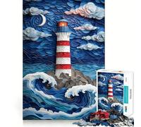 Rompecabezas artístico de Faro en mar tormentoso para Adultos, 1000 Piezas, Juguete para ejercitar la Mente, Divertido, Corte de precisión, 50x75cm