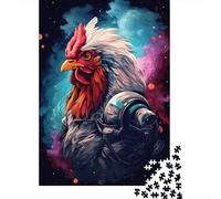 Rompecabezas artístico de Gallo Astronauta, cartón 100% Reciclado, de Primera Calidad, para Adultos y niños, 1000 Piezas (75 x 50 cm)
