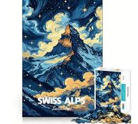 Rompecabezas artístico de Paisaje de montaña de los Alpes suizos para Adultos, 1000 Piezas Piensa en el Juguete Inteligente para el hogar Disfruta de un Corte preciso Decoración de Pared 50x75cm