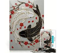 Rompecabezas artístico de Peces koi Yin Yang para Adolescentes,1000 Piezas,Juego para desarrollar la Mente,Cortado con láser para un Tiempo de relajación Ejercicios mentales en casa