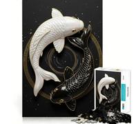 Rompecabezas artístico de Peces koi Yin Yang para Adolescentes,1000 Piezas,Juego para desarrollar la Mente,Cortado con láser para un Tiempo de relajación Ejercicios mentales en casa