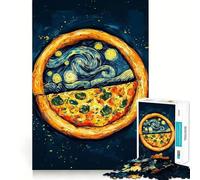 Rompecabezas artístico de Pizza Starry Night para Adolescentes, 1000 Piezas, diseño Relajante y Divertido, decoración de Pared con Corte nítido (38x52cm)