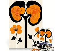 Rompecabezas artístico de riñón con Flor Naranja para Adolescentes, 1000 Piezas, para estimular la Memoria, Juego de Interior, Montaje de imágenes, Regalo navideño (38x26cm)
