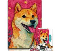 Rompecabezas artístico de Shiba Inu para Adolescentes 1000 Piezas Juego desafiante y Familiar Regalo de cumpleaños Arte de Pared 75x50cm