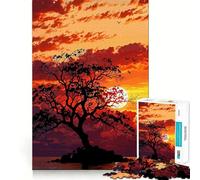 Rompecabezas artístico de Silueta de árbol al Atardecer para Adultos, 1000 Piezas, Juguete para ejercitar la Mente, Divertido, Corte de precisión, 38x52cm