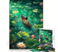 Rompecabezas artístico de un niño remando en un Bote para Adolescentes,1000 Piezas,Actividad Cerebral,Alivio del estrés,Divertido,Corte preciso,Regalo Ideal (50x75cm)
