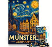Rompecabezas artístico La Noche Estrellada de Münster, Alemania, para Adultos, 1000 Piezas, Juguete para ejercitar la Mente, diseño para Disfrutar Lentamente, Bonito Regalo (38x52cm)