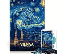 Rompecabezas artístico Noche Estrellada de Viena,Austria,para Adultos,1000 Piezas,Juego de Memoria Cerebral,Cortado con láser para un Ajuste Perfecto, aliviar el estrés (38x52cm)