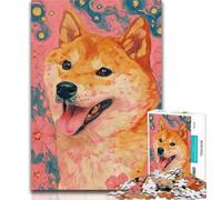 Rompecabezas artístico Shiba Inu de 1000 Piezas para Adultos, Ideal para aliviar el estrés, desafío difícil y fomentar el Amor en Pareja, 50x75cm