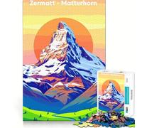 Rompecabezas artístico Zermatt Matterhorn Mountain Landscape para Adultos,1000 Piezas,Juego de ingenio,Troquelado de Alta precisión,desafío entretenido para el Tiempo Libre (38x26cm)