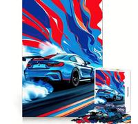 Rompecabezas artísticos de BMW M Drifting Azul para Adultos, 1000 Piezas, Creativo, Relajante, con Bordes precisos, Sorpresa navideña (38x52cm)
