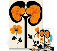 Rompecabezas artísticos de Flores Naranjas y riñones para Adolescentes, 1000 Piezas, Juguete Intelectual, diversión en Interiores, Corte de Calidad, Regalo Creativo (50x75cm)