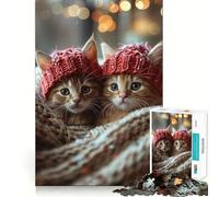 Rompecabezas artísticos de Gatitos de Invierno, 1000 Piezas para Adultos, Juguete Que desafía la Mente, Momento de Paz, Arte de Corte nítido, Coleccionable 38x26cm