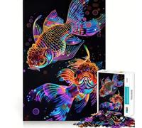 Rompecabezas artísticos de Peces Dorados neón para Adolescentes, 1000 Piezas, Juguete para ejercitar el Cerebro, Imagen Relajante y acogedora, Sorpresa cálida (50x75cm)