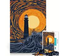 Rompecabezas artísticos Olas en el Faro para Adultos 1000 Piezas Juego de Memoria Cerebral Corte Fino Acabado Premium una Forma entretenida de Pasar el Tiempo Libre (50x75cm)
