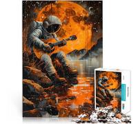 Rompecabezas Astronauta Luz de Luna Naranja Rompecabezas para Adolescentes de 1000 Piezas 38x52cm Interacción Entre Padres e Hijos para Mayores de 14 años