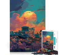 Rompecabezas Atardecer en Atenas, Grecia para Adolescentes, 1000 Piezas, para ejercitar la Mente, Actividad para el hogar, Bordes precisos, Regalo Festivo 38x26cm