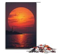 Rompecabezas Atardecer en círculo 1000 Piezas de Madera para Adultos y niños a Partir de 12 años. Diversión Familiar (38 x 26 cm).