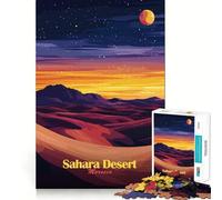 Rompecabezas Atardecer en el Desierto del Sahara para Adolescentes, 1000 Piezas, diseño Relajante y Divertido, decoración de Pared con Bordes definidos (50x75cm)