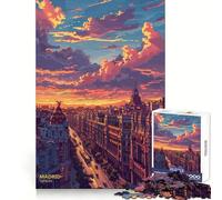 Rompecabezas Atardecer en Madrid, España para Adolescentes, 1000 Piezas, para ejercitar la Mente, Actividad para el hogar, Bordes precisos, Regalo Festivo 38x52cm
