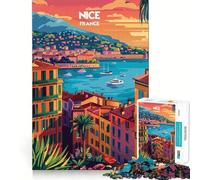 Rompecabezas Atardecer en Niza de 1000 Piezas para Adolescentes Mejora la Memoria Divertido y Relajante Piezas de colección con Corte nítido 38x52cm