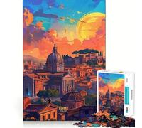 Rompecabezas Atardecer en Roma, Italia para Adolescentes, 1000 Piezas, Juguete para ejercitar la Mente, Actividad para el hogar, decoración de Pared con Corte de precisión 38x26cm