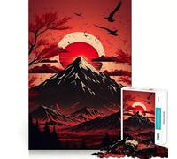 Rompecabezas Atardecer Rojo sobre el Monte Fuji de 1000 Piezas para Adultos Mejora la Memoria Diversión Relajante Corte Regalo Memorable (38x52cm)